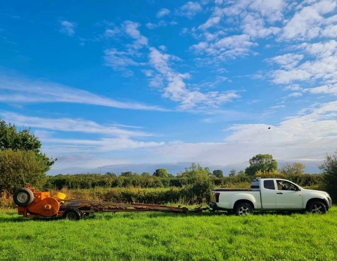 Towing a rig through a muddy field